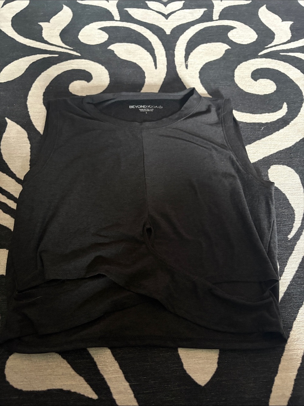 Beyond Yoga Black Draped Front Tank Top — Sleeveless Yoga Tee